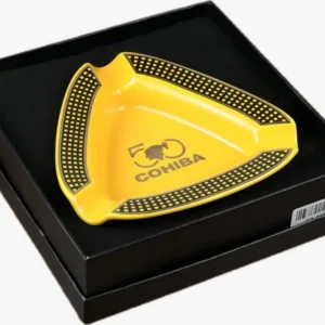 Cinzeiro De Cerâmica Para 3 Charutos Cohiba Luxo Amarelo - Unidade