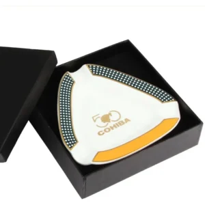 Cinzeiro De Cerâmica Para 3 Charutos Cohiba Luxo Branco - Unidade